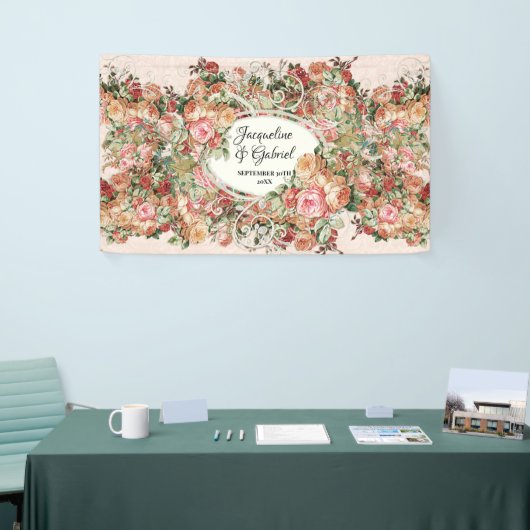 Elegant Rose Bouquet Roze  Vrijgezellenfeest Spandoek (Beurs)
