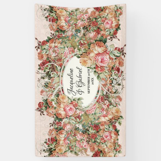 Elegant Rose Bouquet Roze  Vrijgezellenfeest Spandoek (Verticaal)