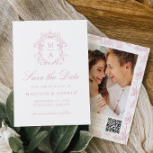 Elegant Rose Chinoiserie Floral QR Code Wedding Save The Date