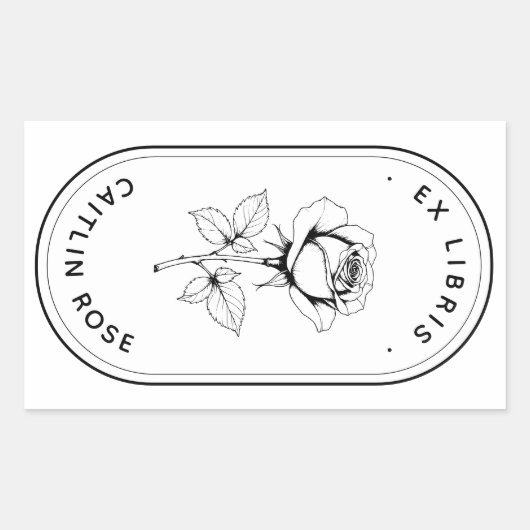 Elegant Rose Ex Libris Bookplate Labels - Custom (Voorkant)