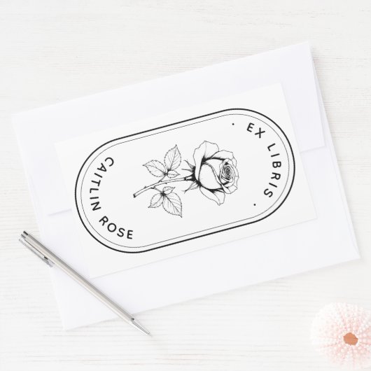 Elegant Rose Ex Libris Bookplate Labels - Custom (Envelop)