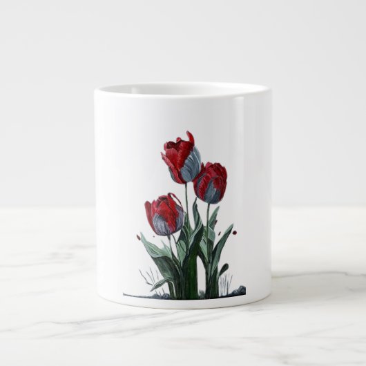 Elegant Rose Flower Mug – Timeless Floral Design Grote Koffiekop (Voorkant)