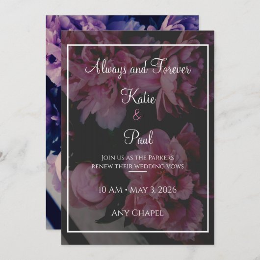 Elegant Rose Flowers Wedding invitation Kaart (Voorkant / Achterkant)