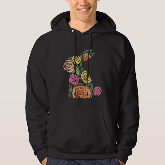 Elegant rose garden Easter Bunny Rabbit matching m Hoodie (Voorkant)
