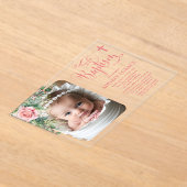 Elegant Rose Garden - Girl Baptism Acryl Uitnodigingen (Laagn)