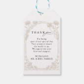 Elegant Rose Garden Trellis Calligraphy Thank you Cadeaulabel (Voorkant)