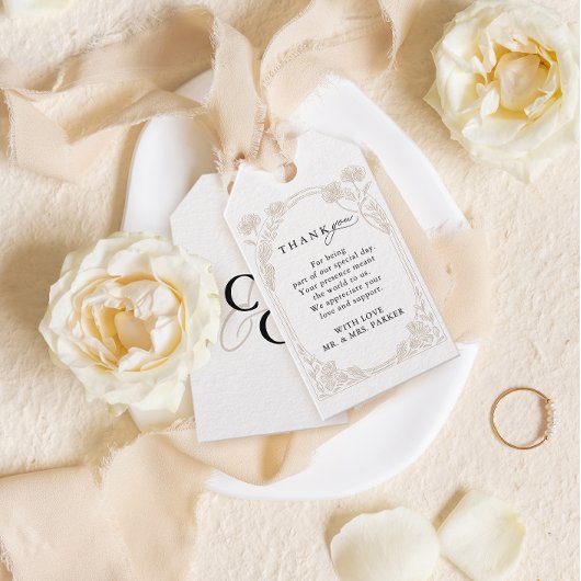 Elegant Rose Garden Trellis Calligraphy Thank you Cadeaulabel