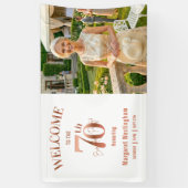Elegant Rose Gold 70th Birthday Party Welcome Spandoek (Verticaal)