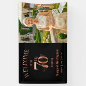 Elegant Rose Gold 70th Birthday Party Welcome Spandoek (Verticaal)