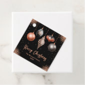Elegant Rose Gold and Black Ornament Christmas Bedankjes Labels (In situ)