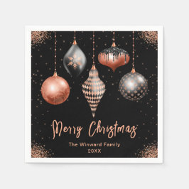 Elegant Rose Gold and Black Ornament Christmas Servet