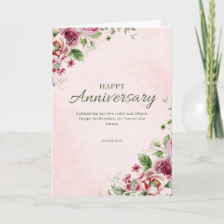 Elegant Rose gold Anniversary Folded Greeting Card Kaart
