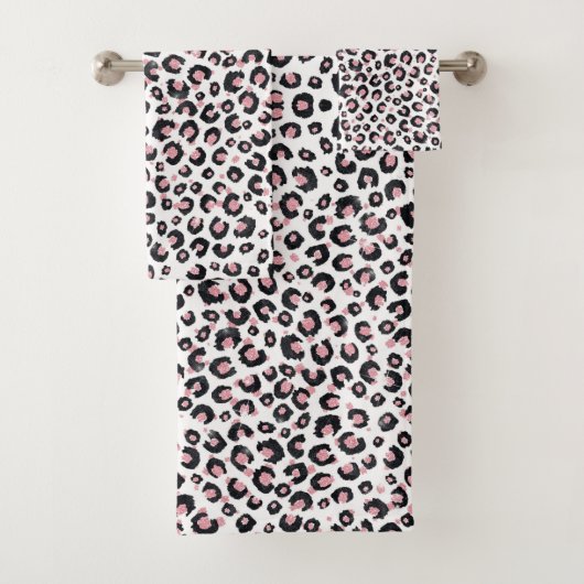 Elegant Rose Gold Black Leopard Pattern Bad Handdoek (Insitu)