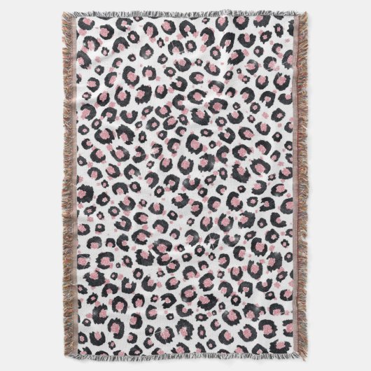 Elegant Rose Gold Black Leopard Pattern Deken (Voorkant Verticaal)