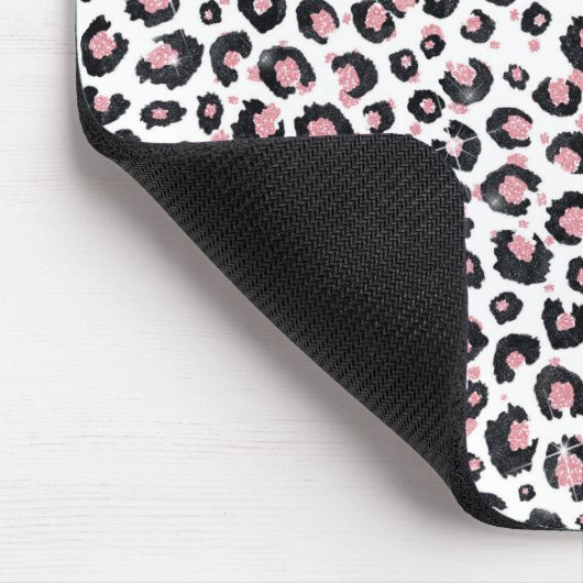 Elegant Rose Gold Black Leopard Pattern Muismat (Hoek)