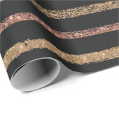 Elegant Rose Gold & Black Striped Cadeaupapier (Rol Hoek)