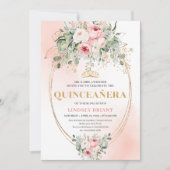 Elegant Rose Gold Blush Boho Quinceañera Invitatio Kaart (Voorkant)