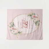 Elegant Rose Gold Blush Floral 50th Birthday Wandkleed (Voorkant (horizontaal))