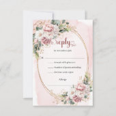 Elegant Rose Gold Blush Floral Wedding RSVP Card (Voorkant)