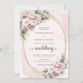 Elegant Rose Gold Blush Garden Wedding Invitation Kaart (Voorkant)