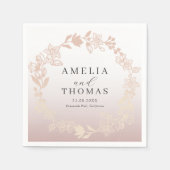 Elegant Rose Gold Botancial Wreath Wedding Servet (Voorkant)