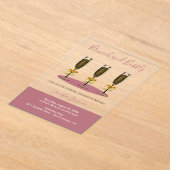 Elegant Rose Gold Brunch and Bubbly Bridal Shower Acryl Uitnodigingen (Laagn)