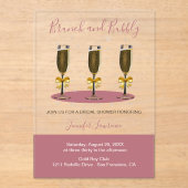 Elegant Rose Gold Brunch and Bubbly Bridal Shower Acryl Uitnodigingen (Voorkant)