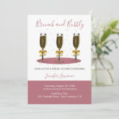 Elegant Rose Gold Brunch and Bubbly Bridal Shower Kaart (Staand voorkant)