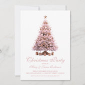 Elegant Rose Gold Christmas Tree Holiday Party  Kaart (Voorkant)