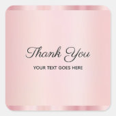 Elegant Rose Gold Custom Text Thank You Glamour Vierkante Sticker (Voorkant)