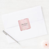 Elegant Rose Gold Custom Text Thank You Glamour Vierkante Sticker (Envelop)