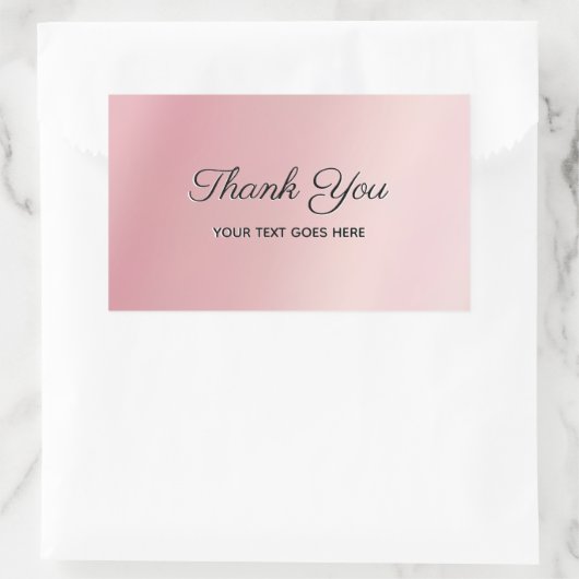 Elegant Rose Gold Custom Text Thank You Luxe Rechthoekige Sticker (Tas)