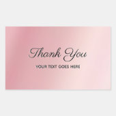 Elegant Rose Gold Custom Text Thank You Luxe Rechthoekige Sticker (Voorkant)