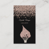 Elegant Rose Gold Diamonds Glitter Whisk Black Visitekaartje (Voorkant)