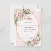 Elegant Rose Gold Eucalyptus Wedding RSVP Card (Voorkant)