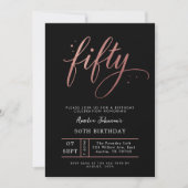 Elegant Rose Gold Fiftieth 50th Birthday Invitatio Kaart (Voorkant)