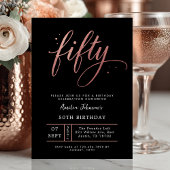 Elegant Rose Gold Fiftieth 50th Birthday Invitatio Kaart