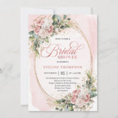 Elegant Rose Gold Floral Bridal Shower Invitation Kaart (Voorkant)