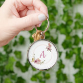Elegant Rose Gold Floral Butterfly – Custom name Sleutelhanger (Hand)