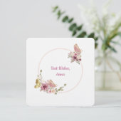 Elegant Rose Gold Floral Butterfly Frame Card Feestdagenkaart (Staand voorkant)