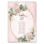 Elegant Rose Gold Floral Eucalyptus Table Numbers Kaart (Voorkant)