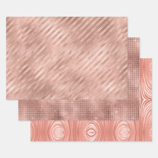 Elegant Rose Gold Foil Glam Patterns Inpakpapier Vel (Set)