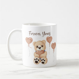 Elegant Rose Gold Forever Yours Teddy Bear Hearts Koffiemok