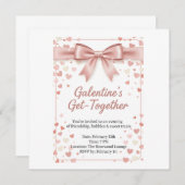 Elegant Rose Gold Galentine's Day Invitation Templ Bedankkaart (Voorkant / Achterkant)