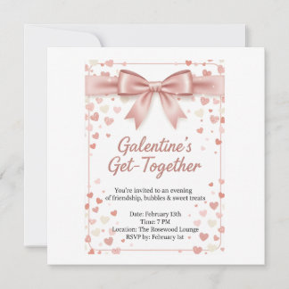 Elegant Rose Gold Galentine's Day Invitation Templ Kaart
