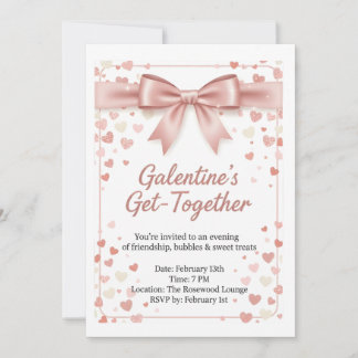 Elegant Rose Gold Galentine's Day Invitation Templ Kaart