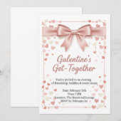 Elegant Rose Gold Galentine's Day Invitation Templ Kaart (Voorkant / Achterkant)