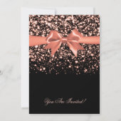 Elegant Rose Gold Glam Red Bow Christmas Party  Kaart (Achterkant)