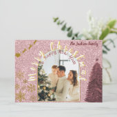 Elegant Rose Gold Glitter Arch Photo Feestdagenkaart (Staand voorkant)