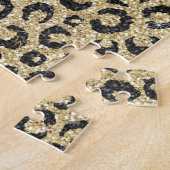 Elegant Rose Gold Glitter Black Leopard Print Legpuzzel (Zijkant)